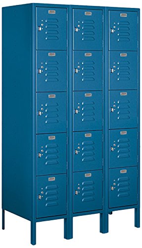 Salsbury Industries 65358BL-U Five Tier Box Style 36-Inch Wide 5-Feet High 18-Inch Deep Unassembled Standard Metal Locker, Blue