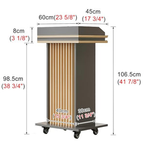 MPOWRX Mobile Laptop Podium with Wheels, Dark Gray & Natural - Modern Pulpit for Hospitality & Worship