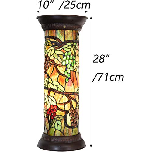 Bieye L10769 Grape Vine Tiffany Style Stained Glass Pedestal Floor Lamp - 28 inches Tall