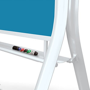 Best-Rite 74957-Blue Visionary Curve Colored Glass Whiteboard Easel White Frame Blue 47.24"H x 35.43"H Surface