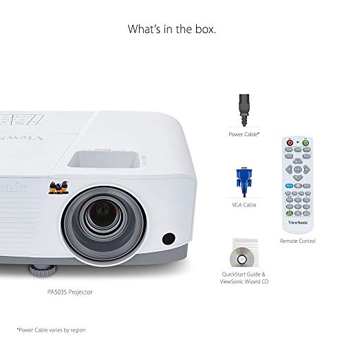 ViewSonic 3600 Lumens SVGA High Brightness Projector for Home and Office with HDMI Vertical Keystone and 1080p Support (PA503S)