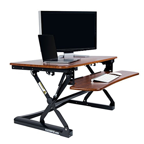 FlexiSpot 35" Standing Desk Converter with Quick Release Keyboard Tray Computer Desk,Mahogany (M2MG)