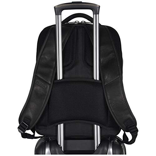 Kenneth Cole Reaction Manhattan Commuter Slim Backpack 16" Laptop Computer & Tablet Travel, Business, Work, School Bookbag, Black, Colombian Leather
