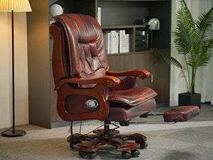 Kinnls Evan 2.0 Genuine Leather Massage Office Chair with Footrest