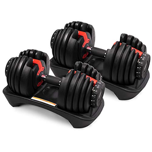 Deloboll Adjustable Dumbbell Set 50 lbs Fitness Dial Dumbbell Series Strength Training Weights Gym Equipment for Man and Women 2 pack (1 Pair)