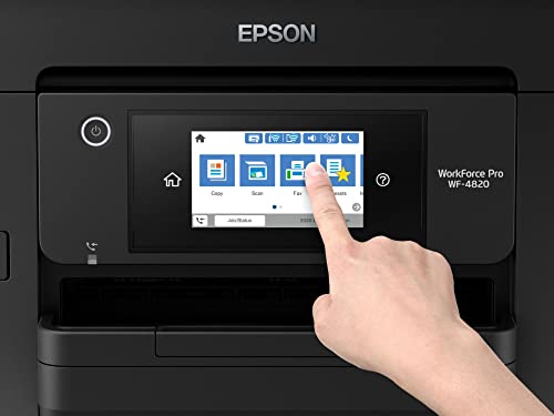 Epson Workforce Pro WF 4820 Wireless All-in-One Color Inkjet Printer, Black - Print Scan Copy Fax - 25 ppm, 4800 x 2400 dpi, 8.5 x 47.2, Auto 2-Sided Printing, 35-Sheet ADF, Bluetooth, Ethernet, USB