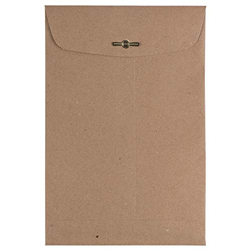 JAM PAPER 6 x 9 Premium Invitation Envelopes with Clasp Closure - Brown Kraft Paper Bag - Bulk 500/Box