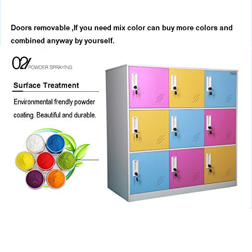 Living Room Organizers and Storage Small Metal Storage Cabinet with Lock for Toy and Cloth and self Belonging Storage (Yellow, 9D)