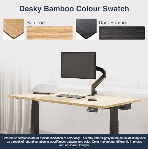 Desky Electric Standing Desk - Dual Motor Bamboo Desk - 72x30, 3 Stage Adjustable Height - Cable Management