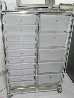 WAHHWF 15 Drawers Rolling Storage Cart with Lockable Wheels - White, 15 Drawers