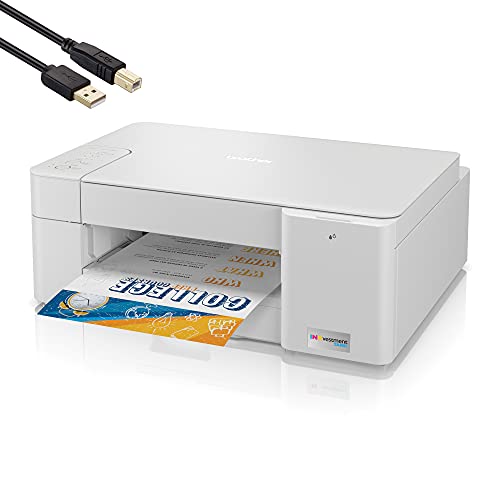 Brother MFC-J1215W INKvestment Tank Wireless All-in-One Color Inkjet Printer for Home Office - Print, Copy, Scan - 16 ppm, 1200 x 600 dpi, Voice Control, 150 Sheets - BROAGE 6 Feet Printer Cable