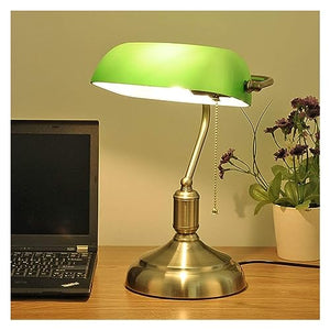 MaGiLL Desk Lamps Vintage Antique Brass Green Bankers Lamp