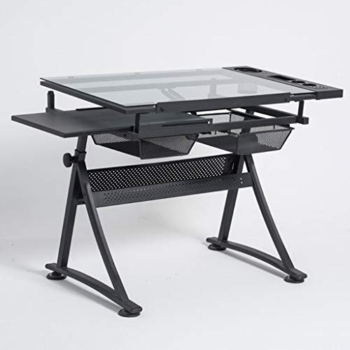Height Adjustable Drawing Desk, Tiltable Craft Table with Storage, Large Art Desk, for Home Office Drafting Table