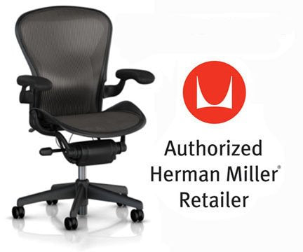 Herman Miller Classic Aeron Task Chair: Standard Tilt - Fixed Vinyl Arms - Standard Carpet Casters