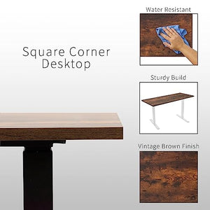VIVO Electric Height Adjustable Stand Up Desk, Rustic Vintage Brown Table Tops, Large Standing Workstation - DESK-KIT-404N