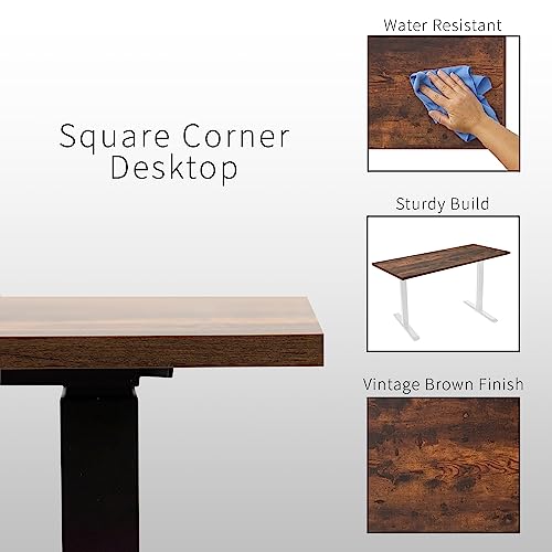 VIVO Electric Height Adjustable Stand Up Desk, 95 x 55 inch, Rustic Vintage Brown Table Tops, Black Dual Motor Frame, Large Standing Workstation - DESK-KIT-404N
