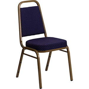 Flash Furniture 4 Pack HERCULES Series Stacking Banquet Chairs - Navy Patterned Fabric/Gold Frame