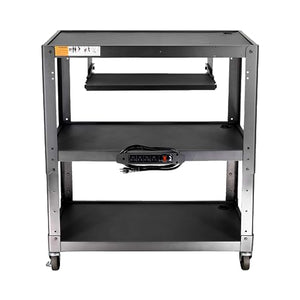 Metateel Heavy Duty 3 Tier Rolling Cart with Power Strip - Durable Utility Cart - 300 LB Capacity