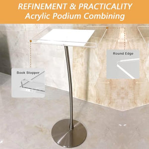 GICIR Clear Acrylic Slanted Podium Stand - Professional Conference Pulpit for Churches & Offices