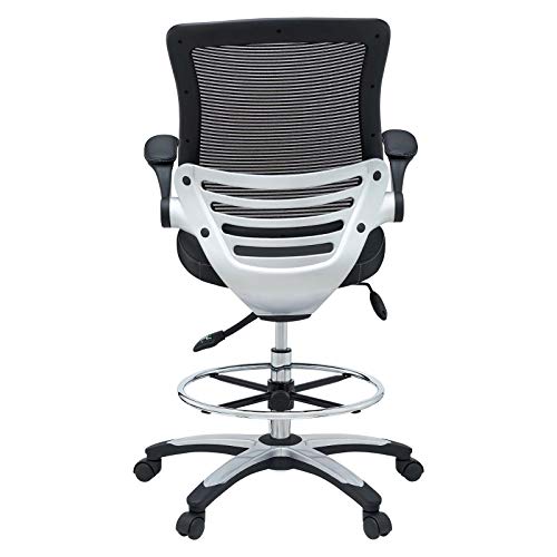 Modway Edge Drafting Chair - Reception Desk Chair - Flip-Up Arm Drafting Chair in Black