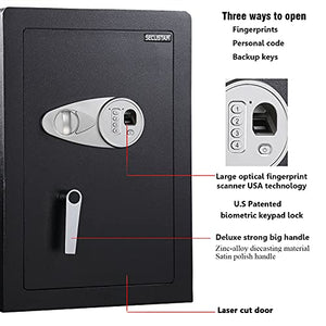 SECUSTAR Security Biometric Fingerprint Safe, Steel Lock Box Safe High-End Closet Safe for Home / Office / Hotel, Secure Handgun, Ammo,Documents, Jewelry, Medicine,Cigar and More Valuables.