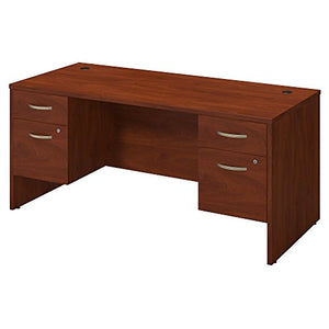 Bush Business Furniture Series C Elite 66W x 30D Desk Shell with Two 3/4 Pedestals in Hansen Cherry