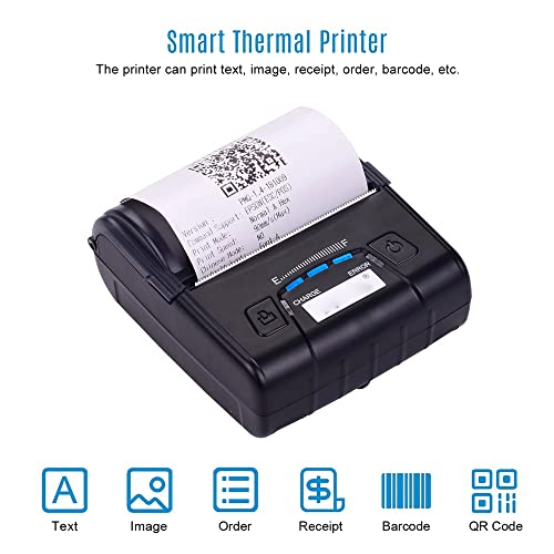 Portable 80mm Thermal Receipt Printer Handheld Barcode Printer USB BT ESC/POS Command