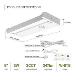ASD Swivel LED Under Cabinet Lighting, 9 Inch 3W, Dimmable Linkable, 20 Pack