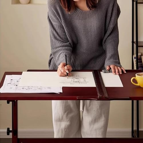 oiakus Wood Drafting Table with Tilting Enlarge Tabletop and T-Square Ruler