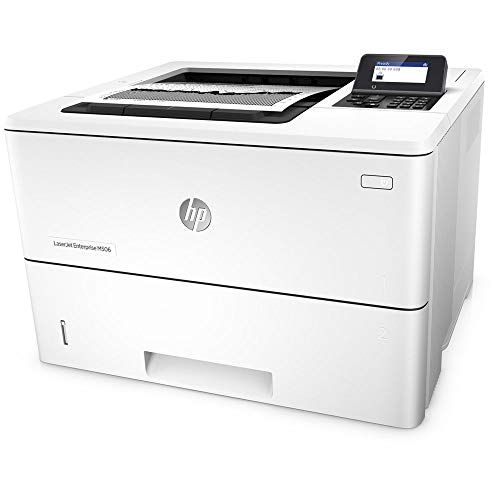 HP Laserjet Enterprise M506dn Monochrome Laser Printer (F2A69A) with Power Strip Surge Protector and Electronics Basket Microfiber Cleaning Cloth