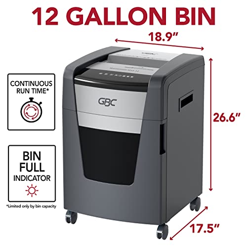 GBC Paper Shredder, 12 Sheet Capacity, Micro-Cut, P-5 Security, Anti-Jam, Momentum M12-12 (WSM177003)