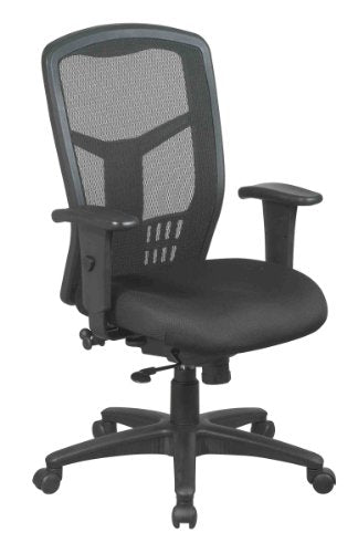 Office Star High Back ProGrid Back FreeFlex Seat with Adjustable Arms, 3-Position Locking 2-to-1 Synchro Tilt Control and Seat Slider, Black Managers Chair
