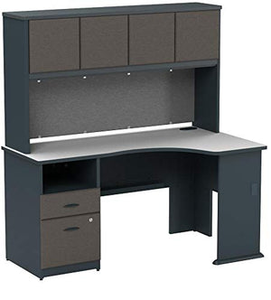 Series A 60W Corner Desk with Hutch and 2 Drawer Pedestal