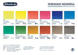 Schmincke Horadam Aquarell 15ml Paint Tube Metal Set, Porcelain Palette Included, Set of 12 Colors (74512097)