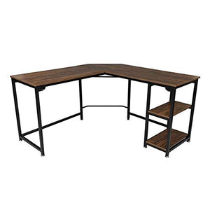 DERTHWER Office desks L-Shaped Desk Corner Computer Table Game Table Workstation for Home Office Study-Black