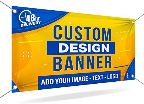 Custom 13oz Vinyl Banner by DOT4DOT - Personalized customizable full color design banners signs printing for indoor outdoor events retail birthday business backdrop shop (5x25)