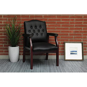 SLEERWAY Black Leather Guest Reception Arm Chair Set - 6 Units