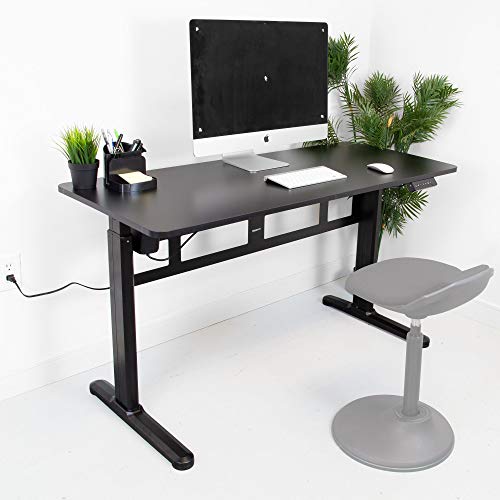 MOUNT-IT! Electric Standing Desk With Tabletop [55.1" x 23.6"] | Motorized Sit Stand Desk With Memory Control Panel, Height Adjustable Powered Desks for Home and Office, Leveling Feet (Black)