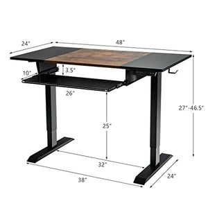 VejiA 48" Electric Lift System Sit-Stand Desk with Keyboard Tray