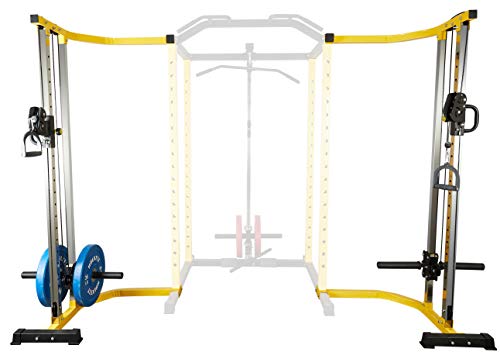 HulkFit Cable Crossover Attachment Multi-Function Adjustable Power Cage, 1000-Pound Capacity, Yellow