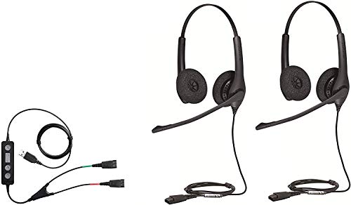 HWUSA Training Supervisory Bundle with 2 Biz 1500 Duo QD Headsets & USB Training Cable
