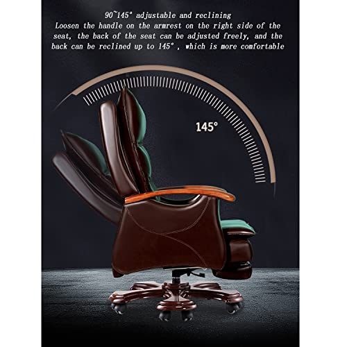 inBEKEA High Backrest Leather Executive Office Chair with Footrest, 145° Reclining, Brown/Black