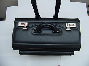 ALL-STATE LEGAL Leather Litigation Bag, Rolling Bag, Catalog Case, Briefcase, 18" L x 14" H x 9" W, Fits Laptop & Legal/Letter Size Files, Retractable Handle, Combination Lock, 1 Each