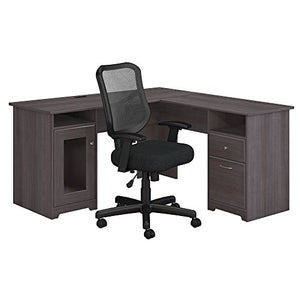 Bush Furniture Cabot L Shaped Desk and Office Chair in Heather Gray