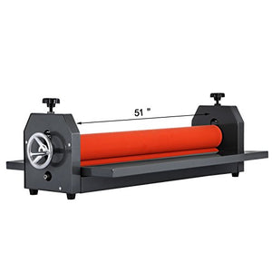 VEVOR 51Inch Cold Laminator Machine 10mm Manual Vinyl Photo Film Cold laminator Hand Crank Pressure Cold Roll laminator(51Inch)