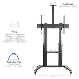 VIVO Mobile TV Cart for 32-120 inch Screens up to 308 lbs, Black, STAND-TV120B