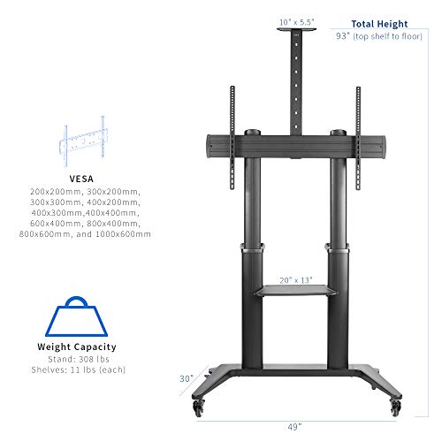 VIVO Mobile TV Cart for 32-120 inch Screens up to 308 lbs, Black, STAND-TV120B