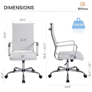 Walmokid Office Task Chair Set of 6, Ergonomic Leather Conference Room Chairs White