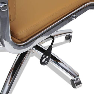 Alera ALENR4159 Neratoli High-Back Slim Profile Chair, Camel Soft Leather, Chrome Frame