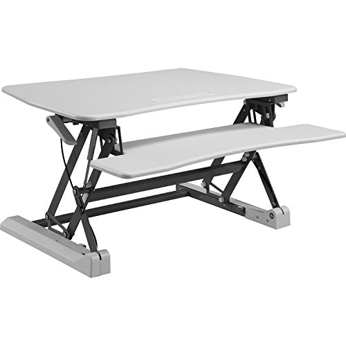 Lorell LLR99554 Sit-to-Stand Gas Lift Desk Riser, White